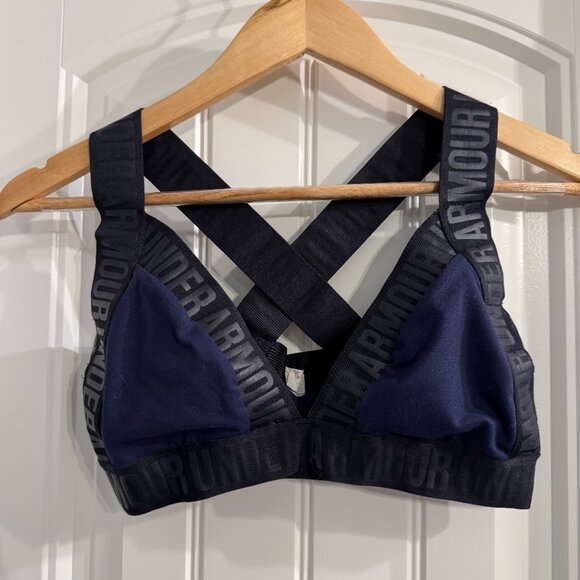 Under Armour Opening Night Strappy Bra Navy Size Medium - Picture 2 of 4